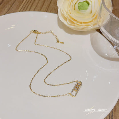 Women's Simple Zircon Titanium Steel Geometric For Necklaces