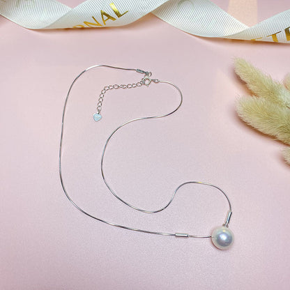 Simple Fine Snake Bones Chain Pearl Necklaces