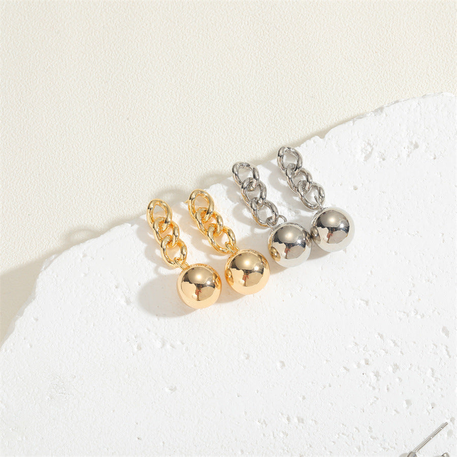 Copper Plated Real Gold Bowknot Ball Earrings