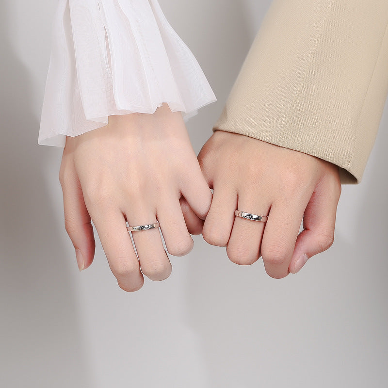 Sier Couple Niche Jewelry Open-end Personality Rings