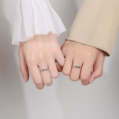 Sier Couple Niche Jewelry Open-end Personality Rings