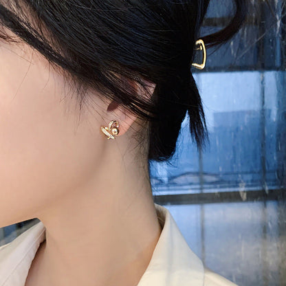 Peach Heart Pearl Elegant Hollow Sweet Earrings