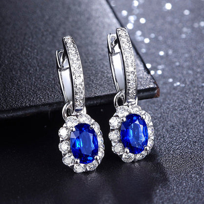 Clip Simulation Sapphire Ruby Tourmaline Female Earrings