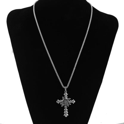 Men's Trendy Hip Hop Rose Cross Gothic Necklaces