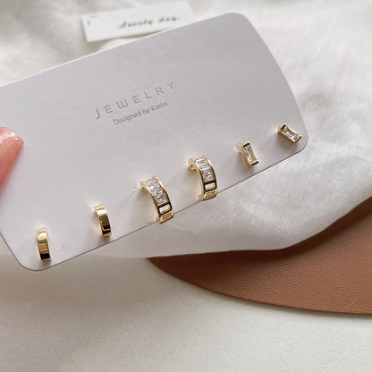 Women's Set Trendy Simple And Small Korean Affordable Earrings