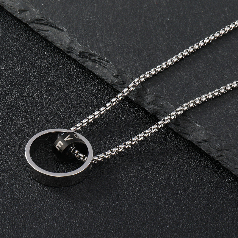 Men's Titanium Steel Pendant Black Carved Stainless Necklaces