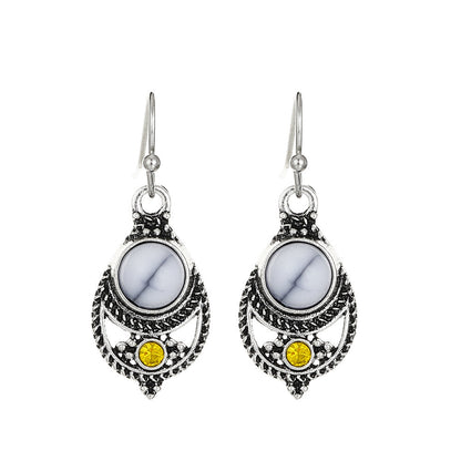 Love Turquoise Alloy Distressed Geometric Moonstone Earrings