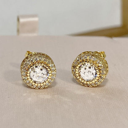 Full-jeweled Bezel Setting Round Zircon Full Earrings