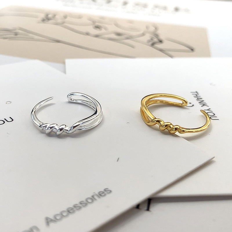 Sier Winding Spiral Female Design Minimalist Irregular Geometric Open Rings