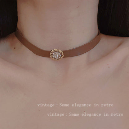 Leather Retro Textured Collar Stacked Gu Necklaces