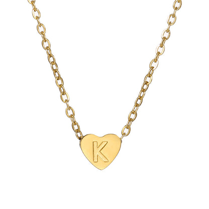 Gold Stainless Steel Heart-shaped Letter Female Titanium Necklaces