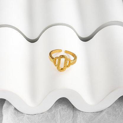 Niche Irregular Texture Hollow Female Temperament Rings