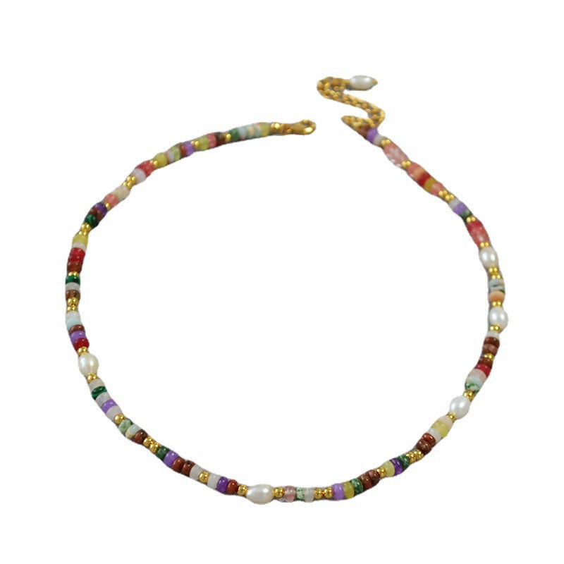 Women's Style Natural Colored Stone Beaded Freshwater Necklaces