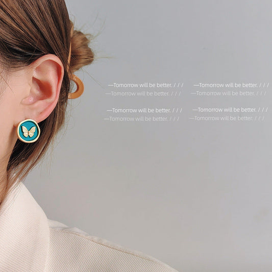 Butterfly Series Sier Needle Creative Female Earrings