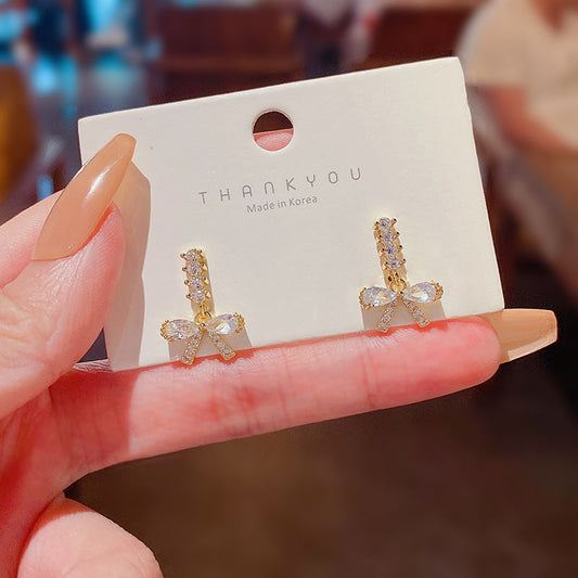 Zircon Bow Style Light Luxury Delicate Earrings