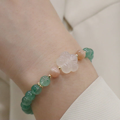 Strawberry Quartz Chalcedony Safety Decoration Flower Bracelets