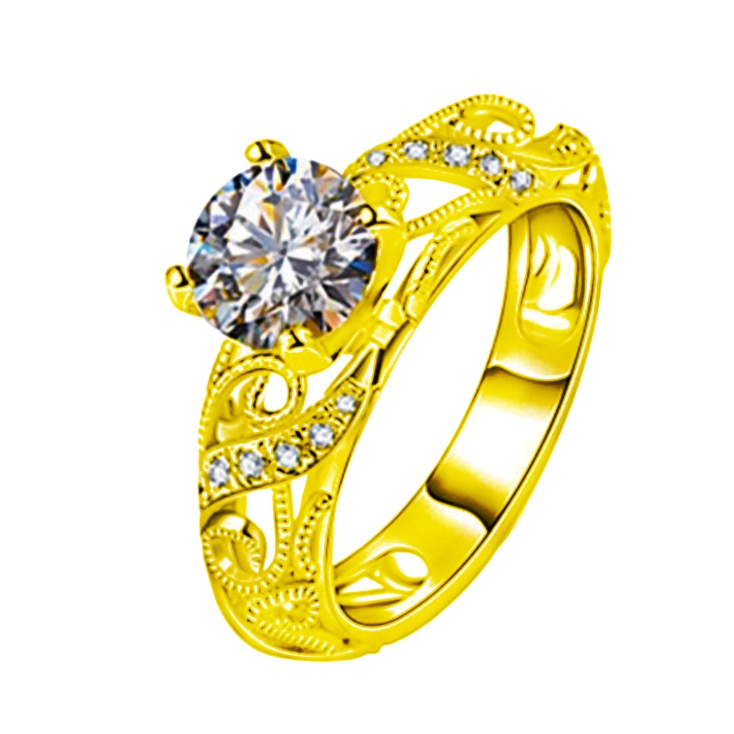 Luxury Zircon Colorful Gold Diamond Elegant Palace Rings