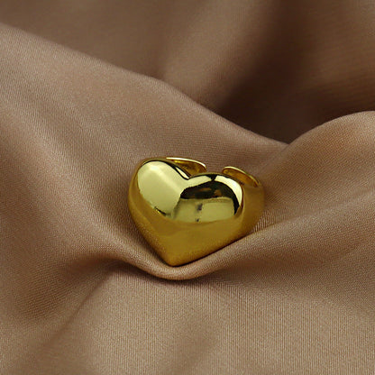 Women's High-grade Metal Heart Glossy Fashion Simple Rings