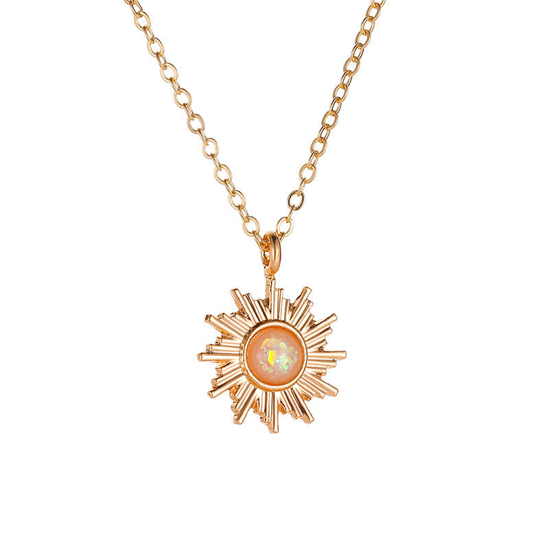 Korean Accessories Opal Sun Elegant Inlaid Necklaces