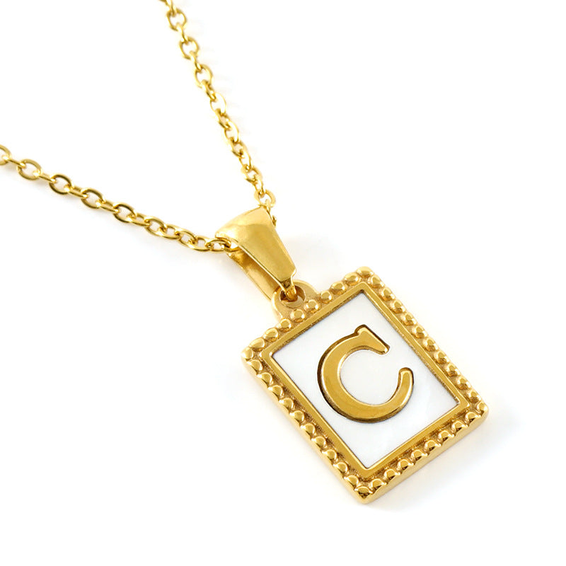 Gold Stainless Steel Shell Letter Female Titanium Pendant Necklaces