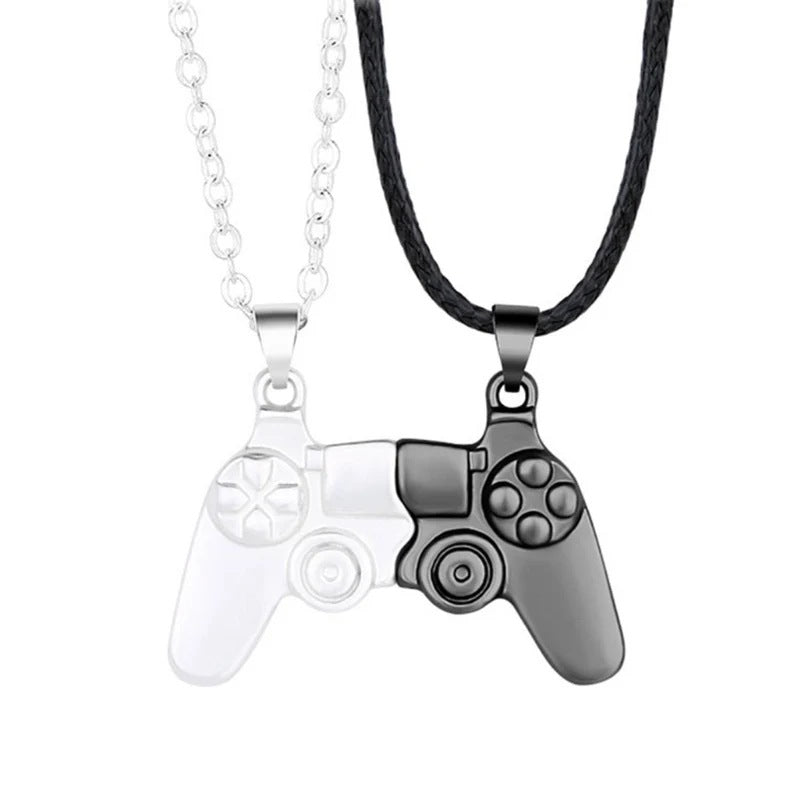 Women's & Men's & Game Console Handle And Magnetite Suction Pair Necklaces