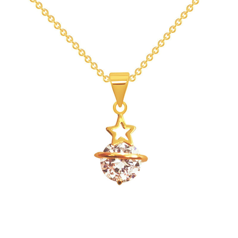 Unique Pentagram Zircon Pendant Tide Female Simple Necklaces