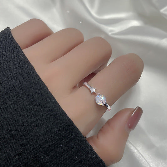 High Sense Moonstone Starry Ball Female Design Magic Rings