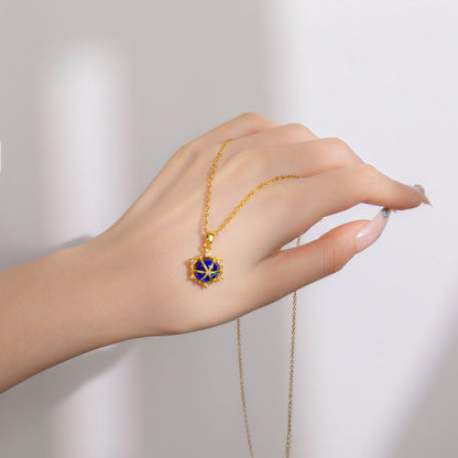 Women's Steel Exquisite Fully Jeweled Loving Heart Necklaces