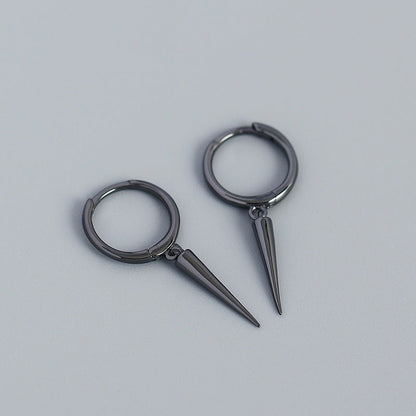 Sier Ear Clip Metallic Rivets Conical Earrings