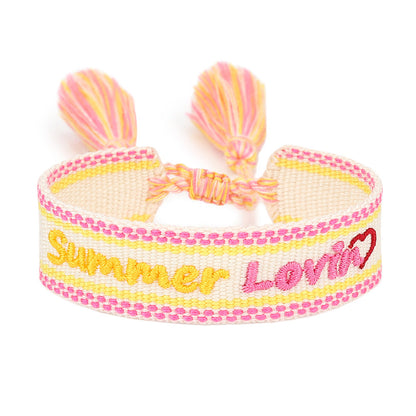 Women's Summer Beach Element Woven Embroidered Letter Water Drop Bracelets