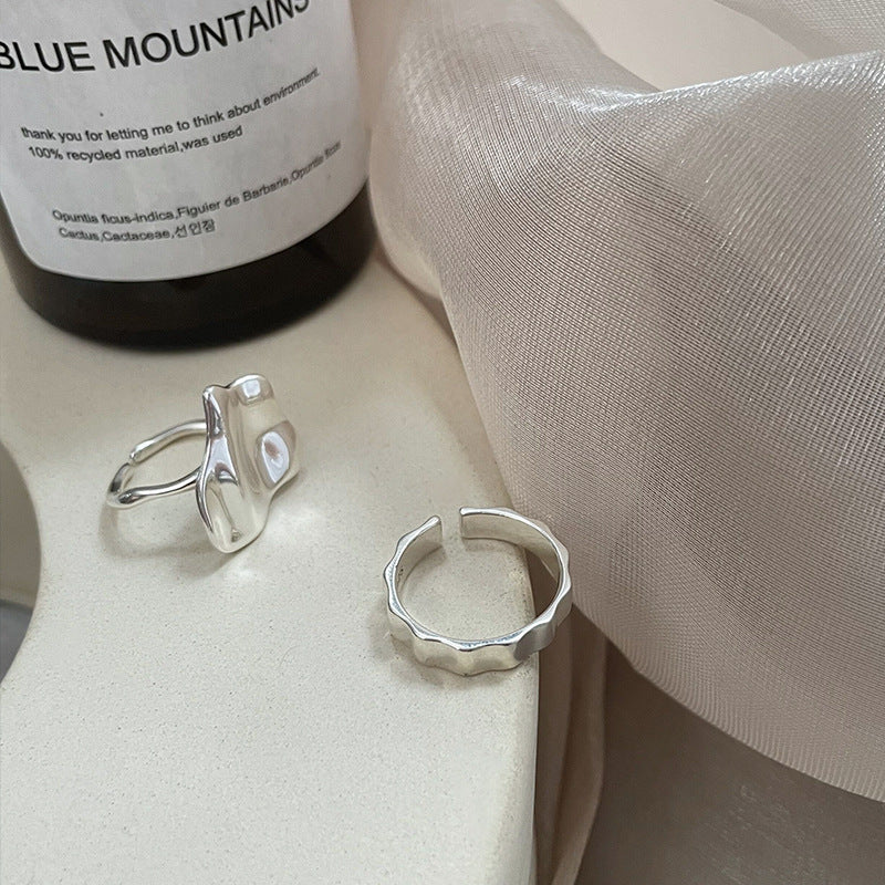 Women's Korean Style Sterling Sier Irregular Open Rings