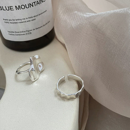 Women's Korean Style Sterling Sier Irregular Open Rings