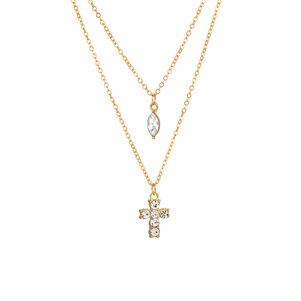 Women's Cold Cross Creative Water Drop Pendant Necklaces