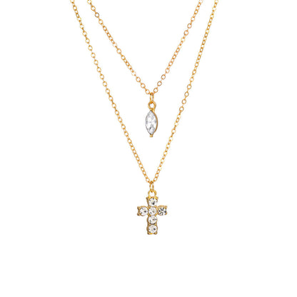 Women's Cold Cross Creative Water Drop Pendant Necklaces