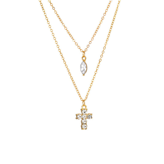 Women's Cold Cross Creative Water Drop Pendant Necklaces