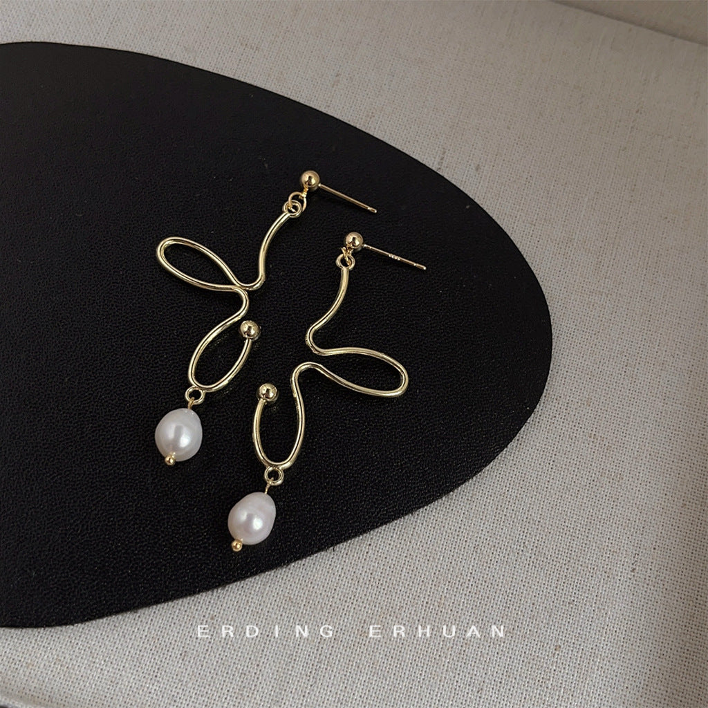 Collection Freshwater Pearl Handmade Sier Needle Earrings