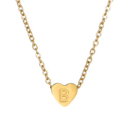 Gold Stainless Steel Heart-shaped Letter Female Titanium Necklaces