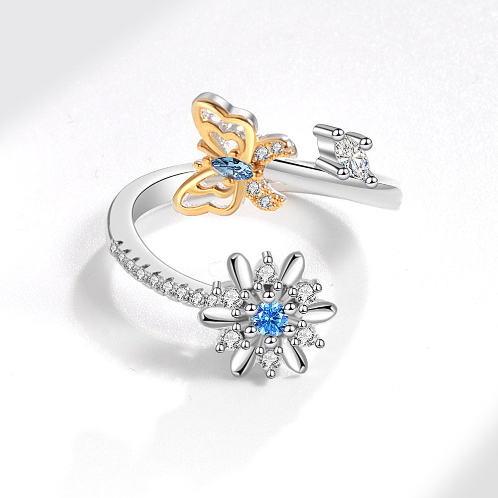 Spinning Snowflake Open Style Fancy Shape Rings