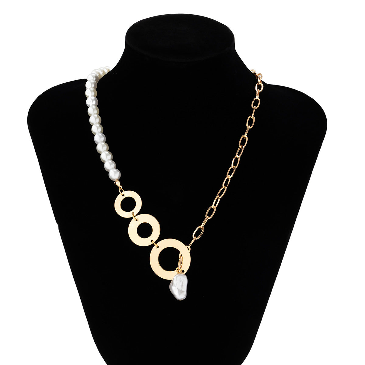 Pearl Buckle Stitching Personality Clavicle Simple Necklaces