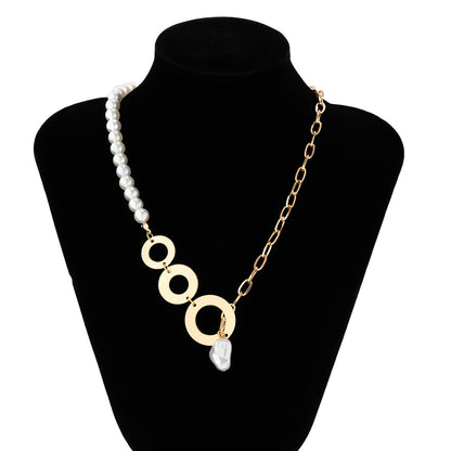Pearl Buckle Stitching Personality Clavicle Simple Necklaces