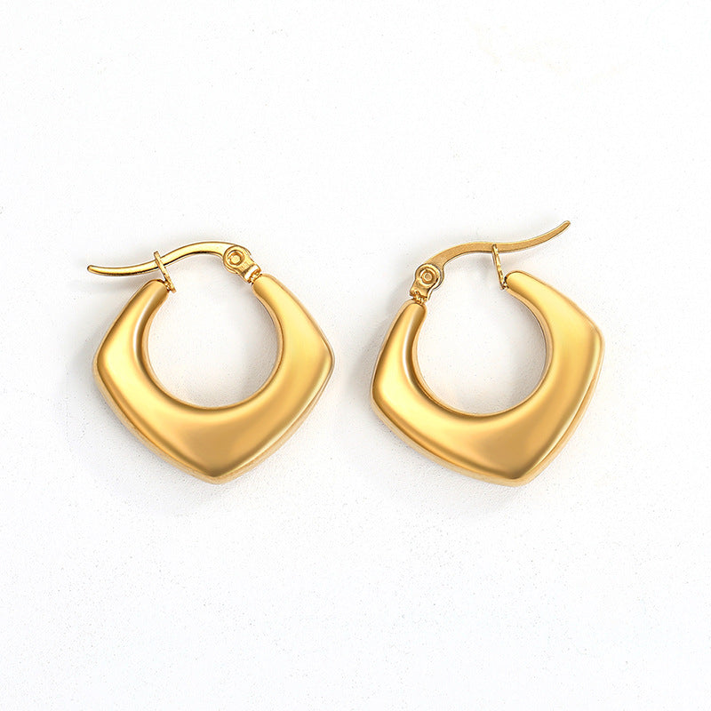 Steel Creative Geometric Letters Shaped Gold Earrings