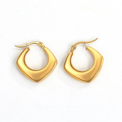 Steel Creative Geometric Letters Shaped Gold Earrings