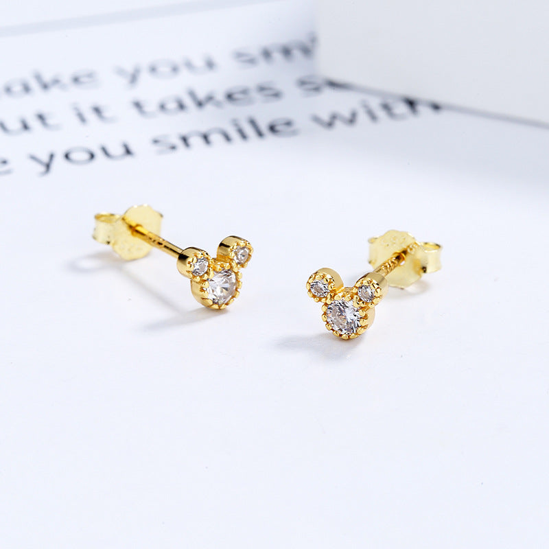 Women's Mickey Mouse Simple Sterling Sier Niche Earrings
