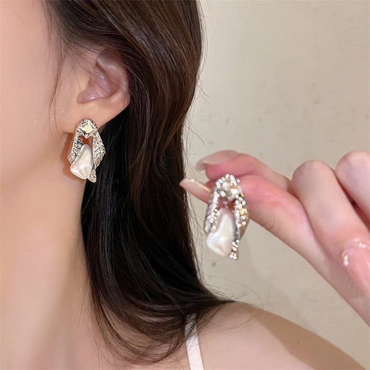 Women's Sense Irregular Lava Pearl Ear Light Luxury High-grade Mori Earrings
