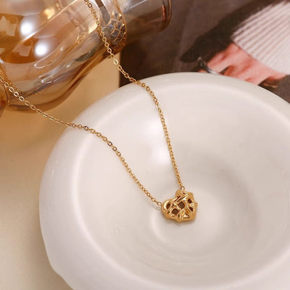 Wind Gold-plated Titanium Steel Woven Peach Heart Pendant Necklaces