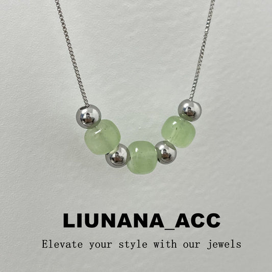 Women's Lucky Beads Imitation Jade Sweater Chain Necklaces