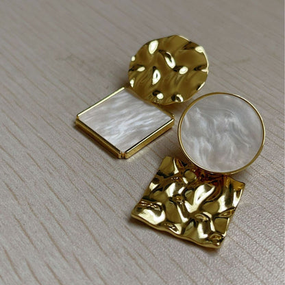 Sier Needle Summer Asymmetric Metal Geometric Earrings