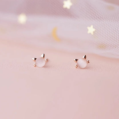 Women's Opal Kitten Small Cute Cat Simple Rings