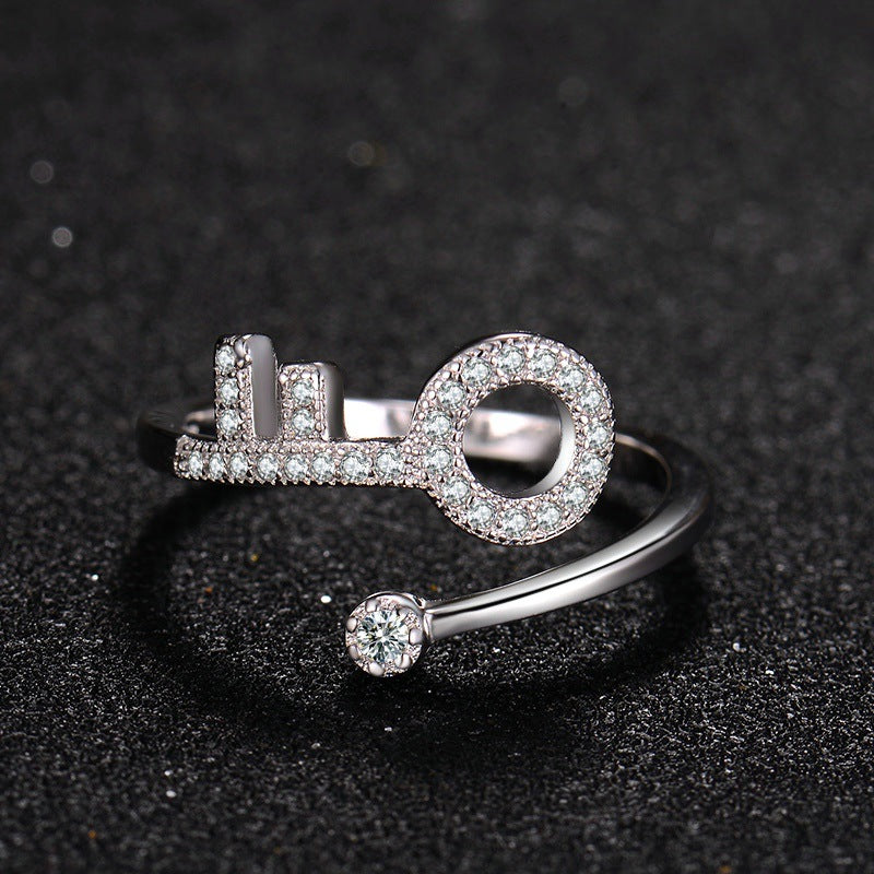 Sterling Sier Rose Gold Key Open Female Rings