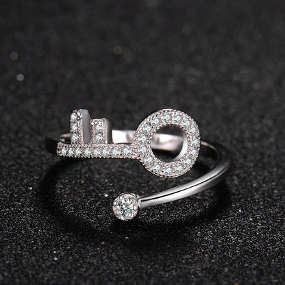 Sterling Sier Rose Gold Key Open Female Rings